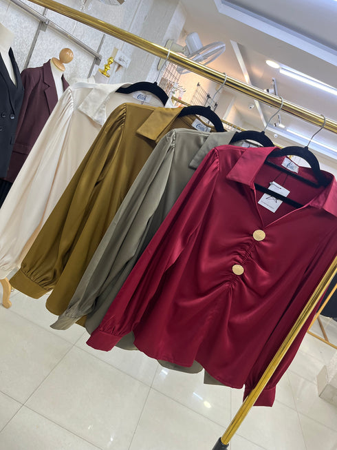 Satin Long Sleeves Collar Shirts